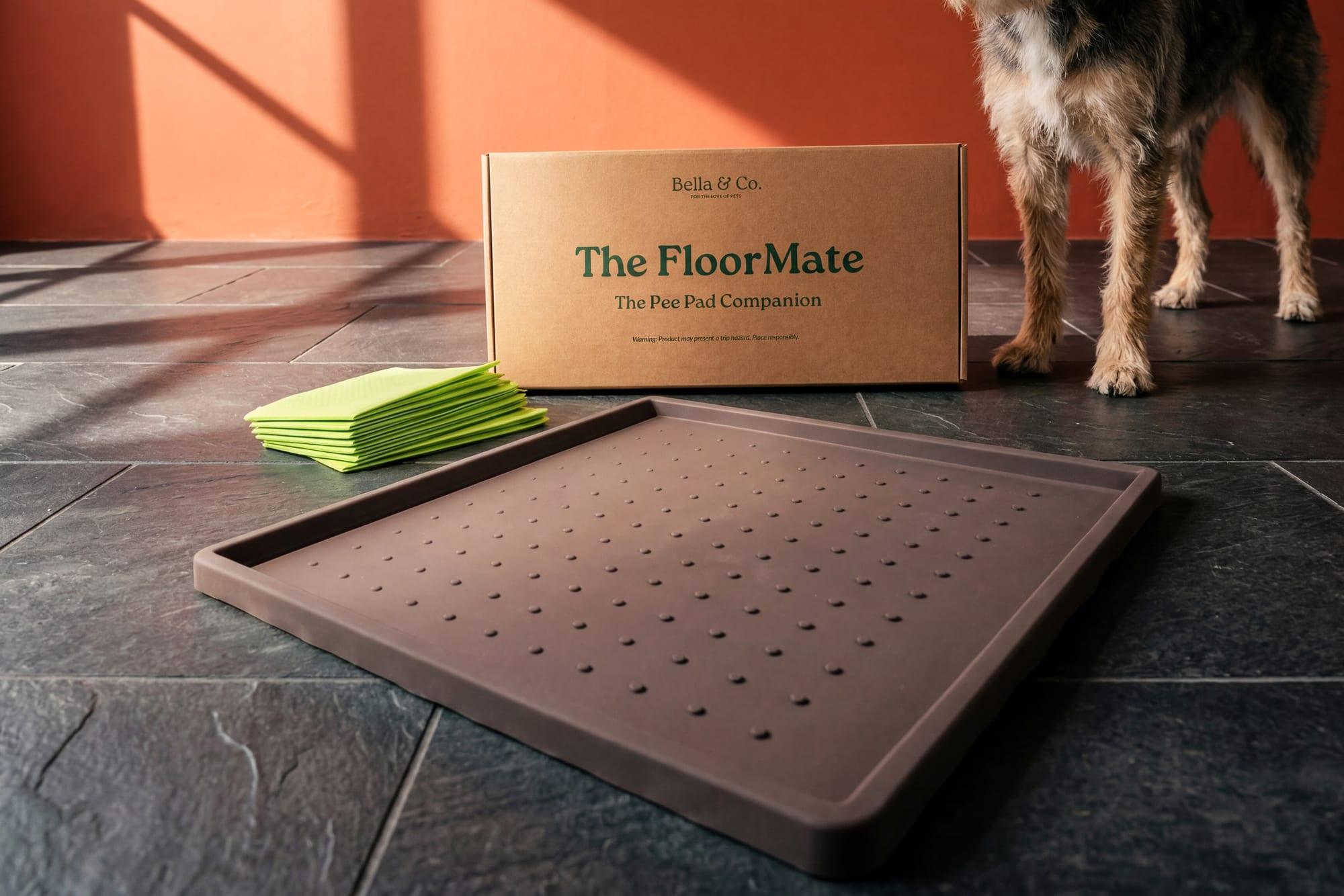 A tidy FloorMate potty station set up against a wall at home